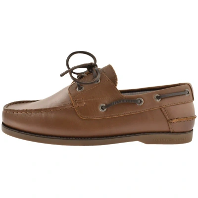 Tommy Hilfiger Core Leather Boat Shoes Brown