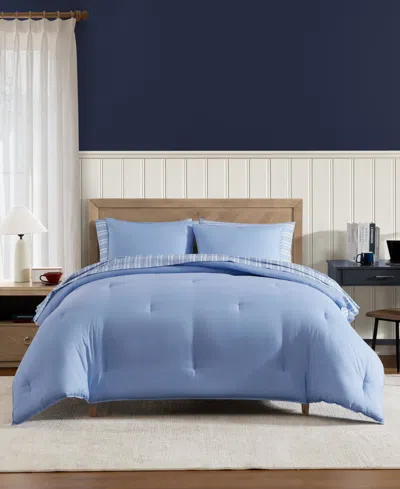 Tommy Hilfiger Core Solid Washed Microfiber 7-pc. Comforter Set, King In Blue