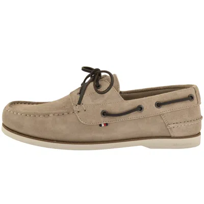Tommy Hilfiger Core Suede Boat Shoes Grey In Brown