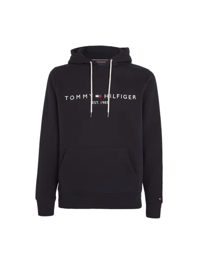 Tommy Hilfiger Hoodie À Logo En Coton Biologique In Black