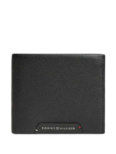 Tommy Hilfiger Corporate Logo-plaque Bifold Wallet In Black