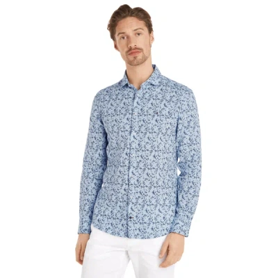 Tommy Hilfiger Cotton And Linen Printed Shirt In Blue