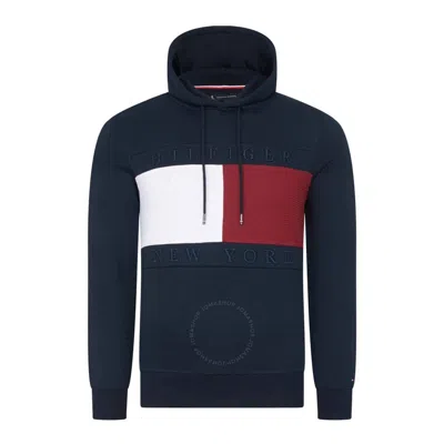 Tommy Hilfiger Cotton Bledn Flag Detail Hoodie In Beige