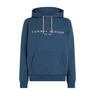 Tommy Hilfiger Embroidered Tommy Logo Hoodie In Bank Blue