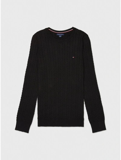 Tommy Hilfiger Cotton Cable Knit Sweater In Black