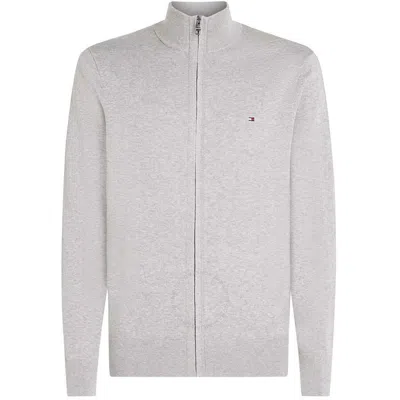 Tommy Hilfiger Cotton Cashmere Zip-thru Cardigan In Grey