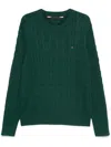 Tommy Hilfiger Textured Knit Pullover Crew Neck In Green