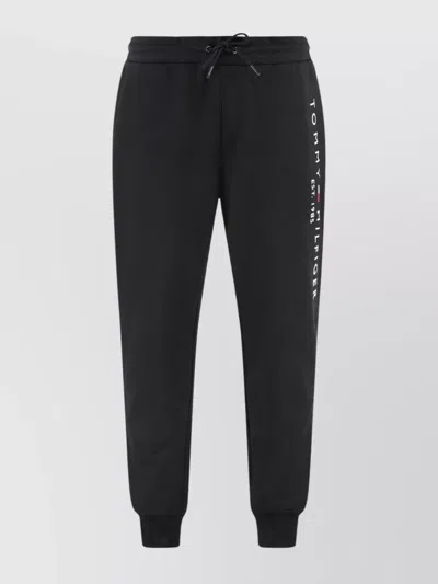Tommy Hilfiger Cotton Drawstring Waist Track-pants In Black