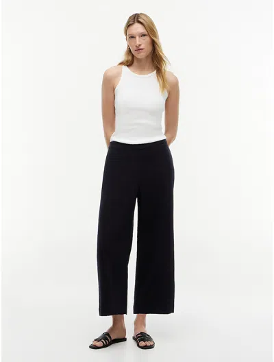 Tommy Hilfiger Cotton Gauze Cropped Wide Leg Pant In Black