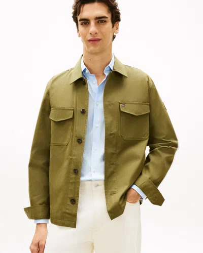 Tommy Hilfiger Cotton Nylon Mens Shirt Jacket In Green