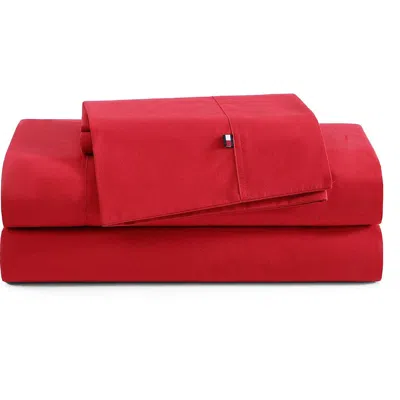 Tommy Hilfiger Cotton Percal Sheet Set In Red