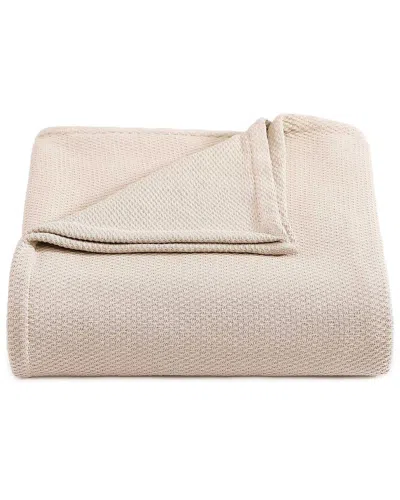 Tommy Hilfiger Cotton Pique Solid Blanket In Brown