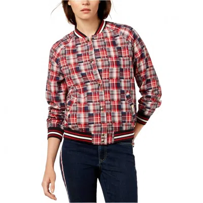 Tommy Hilfiger Cotton Plaid Varsity Jacket In American Red Patchwork In Multi