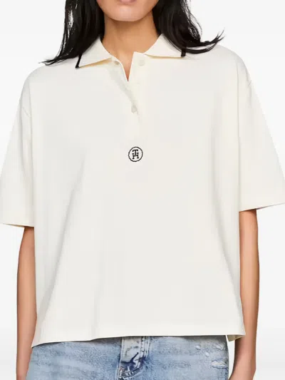 Tommy Hilfiger Cotton Polo Top In Neutrals