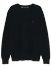 Tommy Hilfiger Crew Neck Cotton Sweater With Long Sleeves In Black