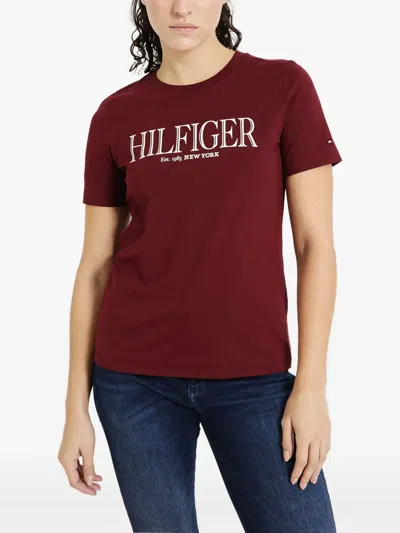 Tommy Hilfiger Cotton T-shirt In Burgundy