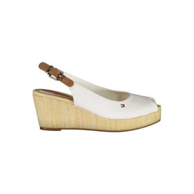 Tommy Hilfiger White Cotton Sandal In Bianco Chiari E Naturali