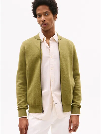 Tommy Hilfiger Cotton Zip Baseball Cardigan In Uniform Olive