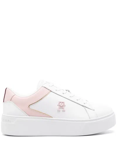 Tommy Hilfiger Court 45mm Leather Flatform Sneakers In White