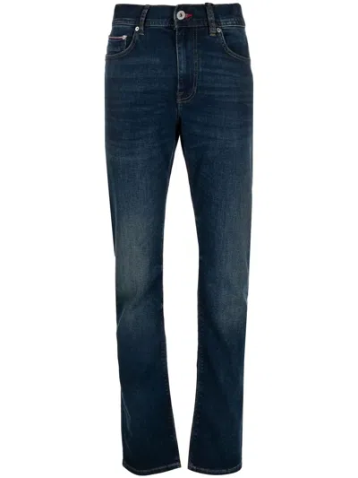Tommy Hilfiger Crease-effect Straight-leg Jeans In Blue
