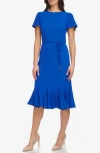 Tommy Hilfiger Women's Crepe Trumpet-skirt Midi Dress In Mjrelle Blue