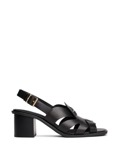 Tommy Hilfiger Crest Block Sandals In Black