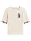 Tommy Hilfiger Crest-embroidered Cable-knit Top In Neutral