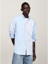 Tommy Hilfiger Crest Logo Ithaca Stripe Panel Shirt In Vessel Blue