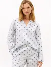 Tommy Hilfiger Crest Logo Pinstripe Poplin Sleep Shirt In White