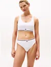 Tommy Hilfiger Crest Logo Rib Knit Thong In White