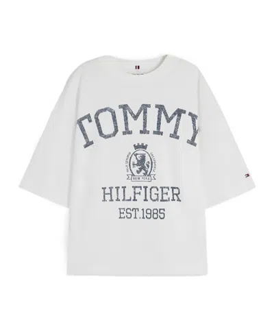 Tommy Hilfiger Crest Logo-print Drop-shoulder T-shirt In White