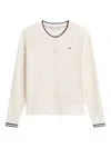 Tommy Hilfiger Crew-neck Cable-knit Cardigan In White