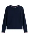 Tommy Hilfiger Dark Blue Long-sleeved Shirt With Logo In Blue