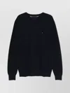 Tommy Hilfiger Crew Neck Cotton Sweater With Long Sleeves In Black