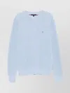 Tommy Hilfiger Crew Neck Cotton Sweater With Long Sleeves In Blue