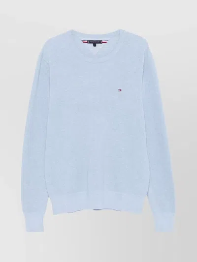Tommy Hilfiger Crew Neck Cotton Sweater With Long Sleeves In White