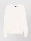 Tommy Hilfiger Crew Neck Cotton Sweater With Ribbed Cuffs In Pink