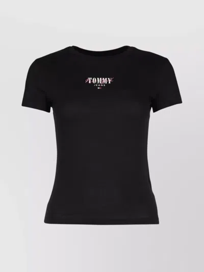 Tommy Hilfiger Tommy Jeans Logo Printed Crewneck T-shirt In Black