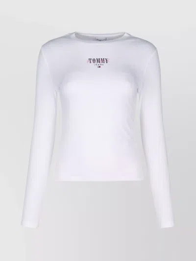 Tommy Hilfiger Crew Neck Slim Fit Long Sleeves Top In White