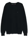 Tommy Hilfiger Crew Neck Cotton Sweater With Long Sleeves In Black