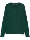 Tommy Hilfiger Textured Knit Pullover Crew Neck In Green
