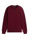 Tommy Hilfiger Long Sleeve Crew Neck Sweater With Ribbed Cuffs In Red