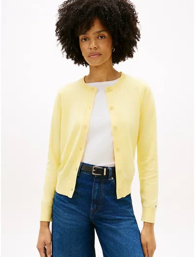 Tommy Hilfiger Crewneck Cardigan In Yellow