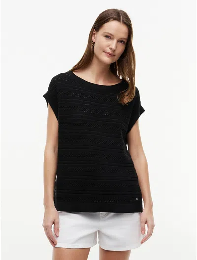 Tommy Hilfiger Crochet Sweater In Black