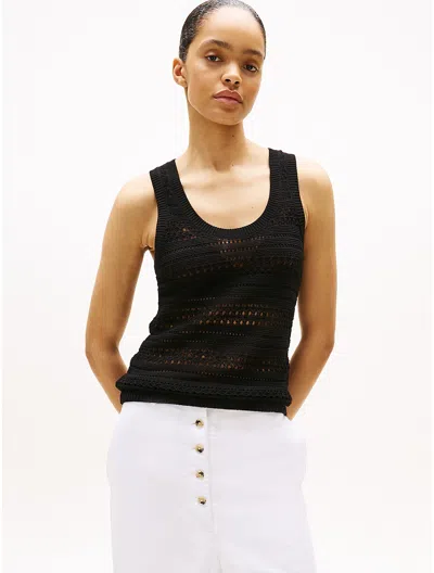 Tommy Hilfiger Crochet Sweater Tank In Black