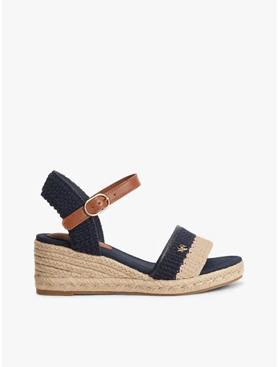 Tommy Hilfiger Crochet Wedge Espadrille Sandal In Animal Print