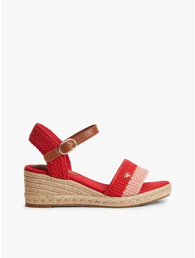 Tommy Hilfiger Crochet Wedge Espadrille Sandal In Black