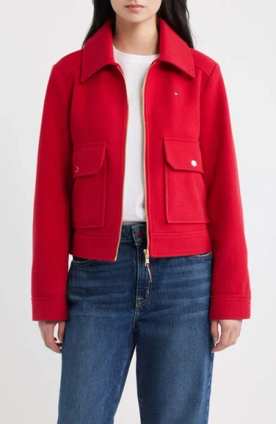 Tommy Hilfiger Crop Work Jacket In Red