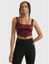 Tommy Hilfiger Cropped Corset Top In Deep Rouge