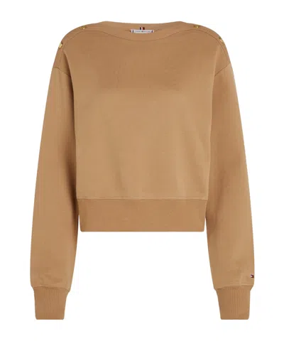 Tommy Hilfiger Cropped Crewneck Sweatshirt In Nude